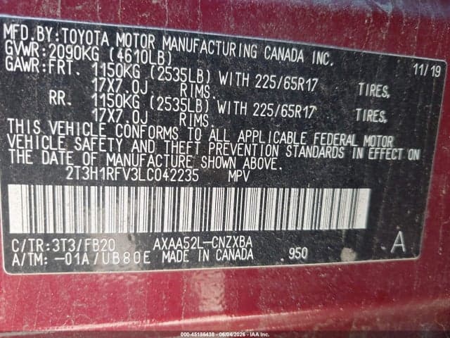 2020 TOYOTA RAV4 LE 9