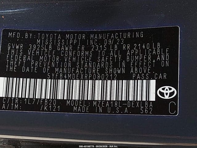 2024 TOYOTA COROLLA LE 9