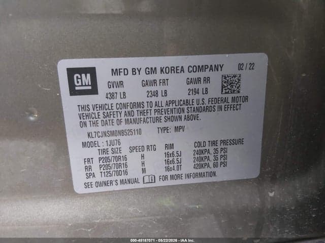 2022 CHEVROLET TRAX AWD LS 9