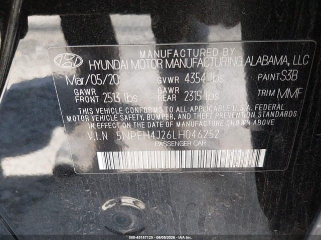 2020 HYUNDAI SONATA LIMITED 9