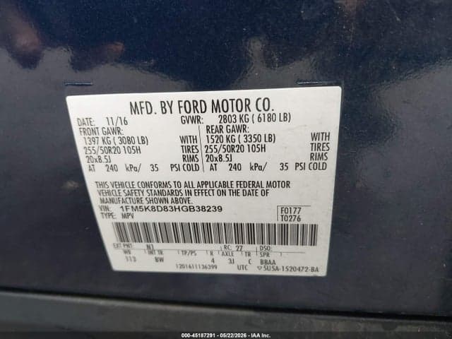 2017 FORD EXPLORER XLT 9