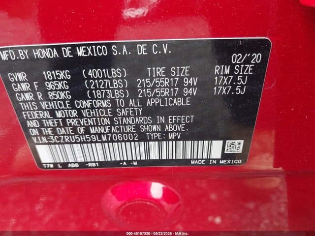 2020 HONDA HR-V 2WD EX 9