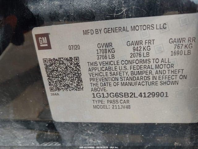 2020 CHEVROLET SONIC FWD 1FL 5-DOOR 9