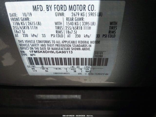 2020 FORD EXPLORER XLT 9