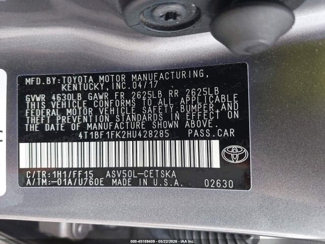 2017 TOYOTA CAMRY SE 10