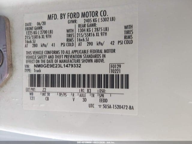2020 FORD TRANSIT CONNECT 9