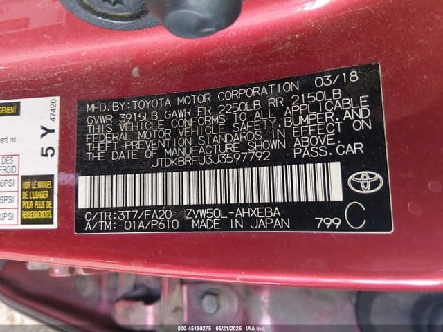 2018 TOYOTA PRIUS TWO 9