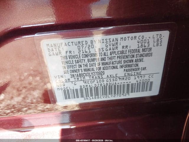 2020 NISSAN SENTRA SV XTRONIC CVT 9