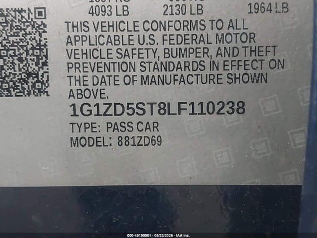 2020 CHEVROLET MALIBU FWD LT 9