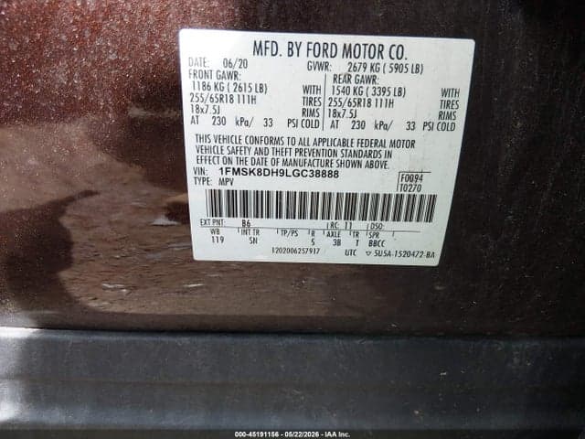 2020 FORD EXPLORER XLT 9