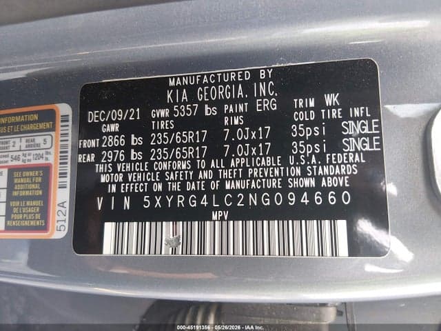 2022 KIA SORENTO LX 9
