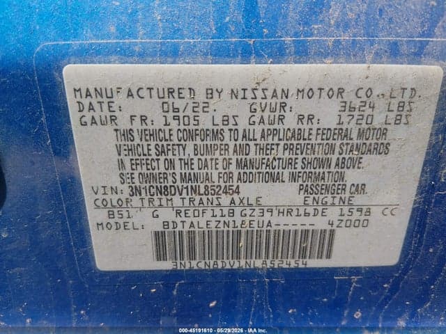 2022 NISSAN VERSA 1.6 S XTRONIC CVT 9