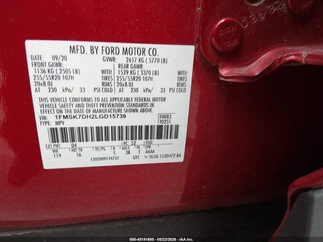 2020 FORD EXPLORER XLT 9