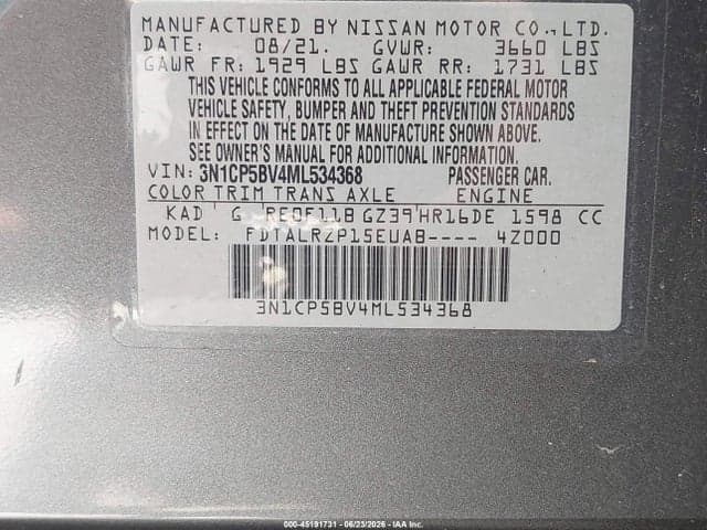 2021 NISSAN KICKS S XTRONIC CVT 9