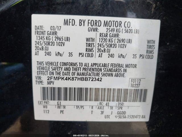 2017 FORD EDGE TITANIUM 9