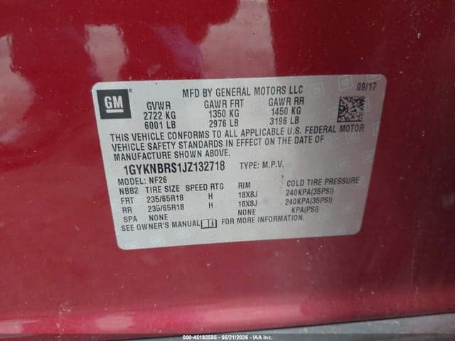 2018 CADILLAC XT5 STANDARD 9