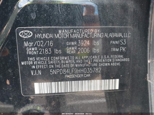 2017 HYUNDAI ELANTRA SE 9