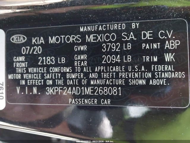 2021 KIA FORTE LXS 9