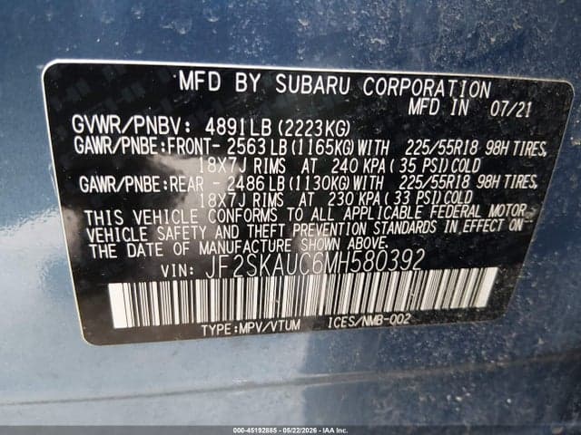 2021 SUBARU FORESTER LIMITED 9