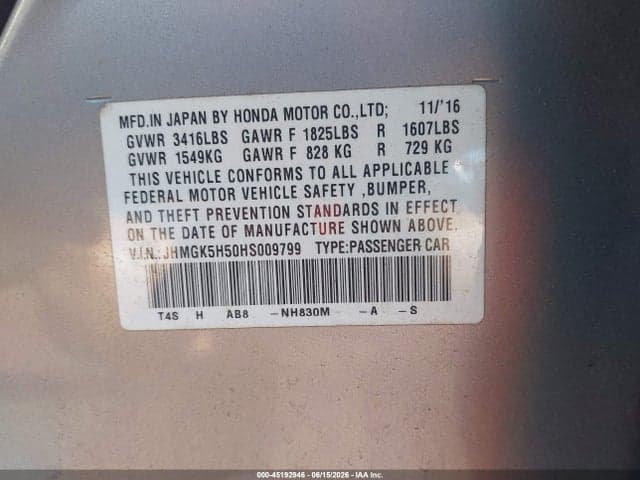 2017 HONDA FIT LX 9