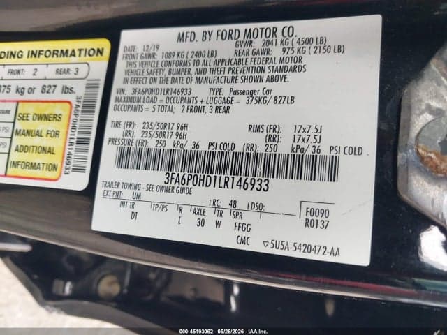2020 FORD FUSION SE 9