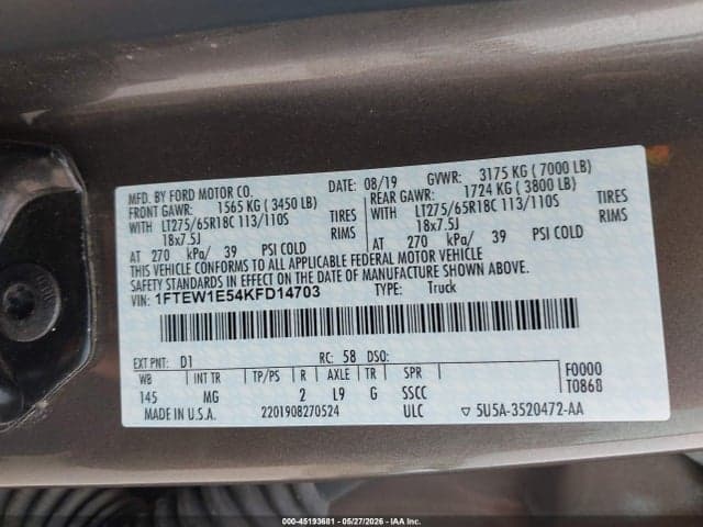 2019 FORD F-150 XLT 9