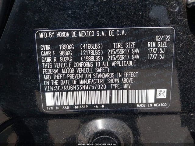 2022 HONDA HR-V AWD LX 9