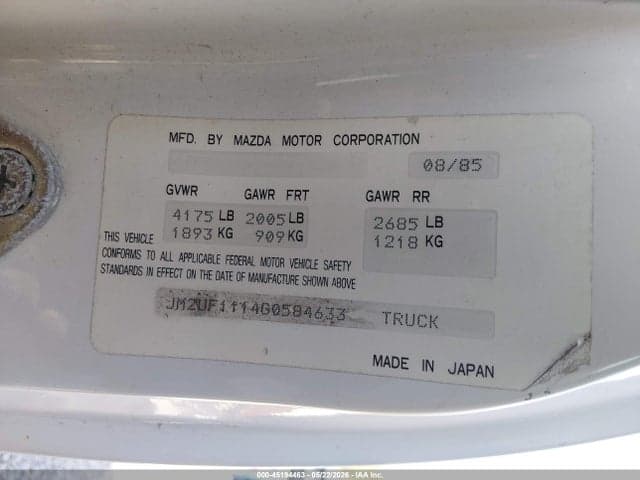1986 MAZDA B2000 9