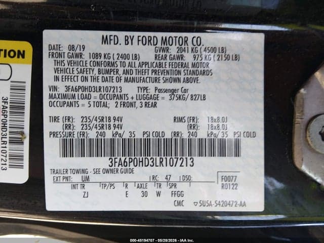 2020 FORD FUSION SE 9