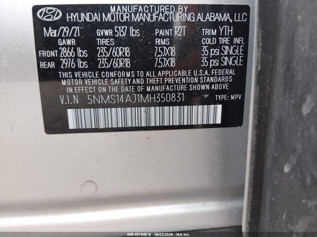2021 HYUNDAI SANTA FE SE 9