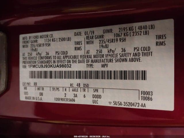 2019 FORD ESCAPE TITANIUM 9