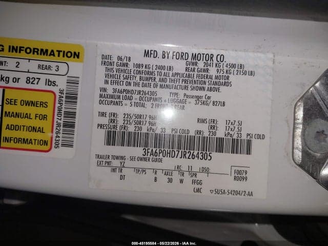 2018 FORD FUSION SE 9