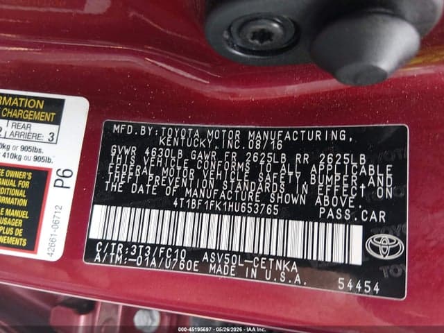 2017 TOYOTA CAMRY LE 9