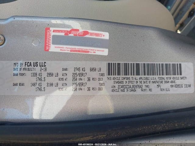 2018 DODGE GRAND CARAVAN SXT 9