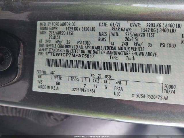 2021 FORD F-150 XL 9