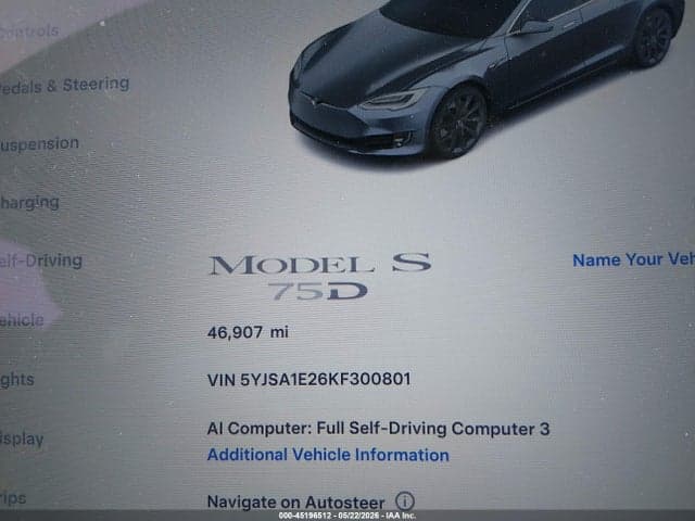 2019 TESLA MODEL S 100D/75D/LONG RANGE/STANDARD RANGE 7