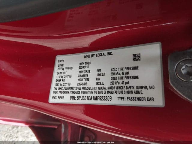 2021 TESLA MODEL 3 STANDARD RANGE PLUS REAR-WHEEL DRIVE 9