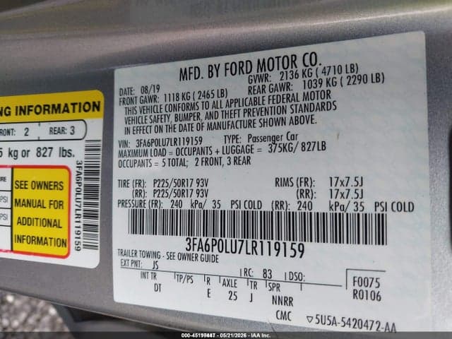 2020 FORD FUSION HYBRID SE 9