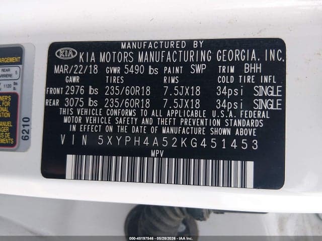 2019 KIA SORENTO 3.3L EX 9