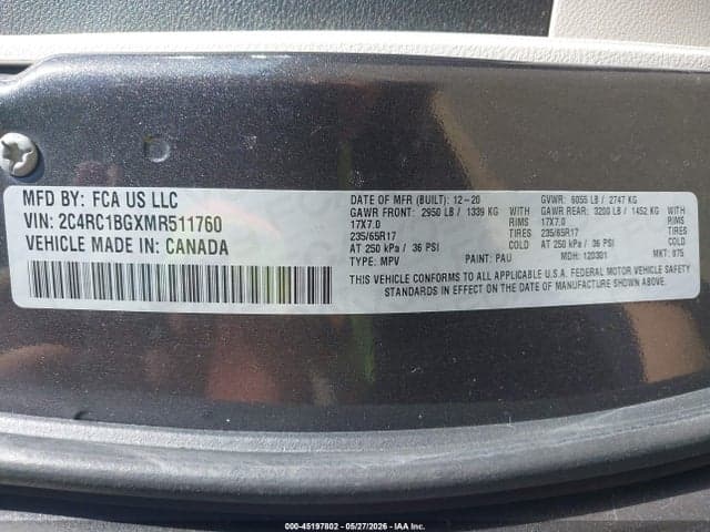 2021 CHRYSLER PACIFICA TOURING L 9