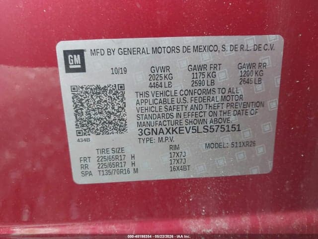 2020 CHEVROLET EQUINOX FWD LT 1.5L TURBO 9