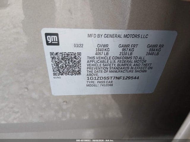 2022 CHEVROLET MALIBU FWD LT 9