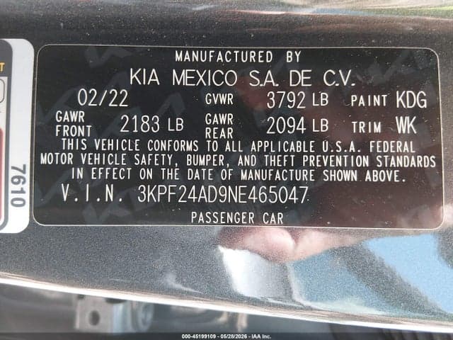 2022 KIA FORTE LXS 9