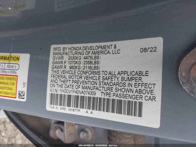 2022 HONDA ACCORD SPORT SPECIAL EDITION 9