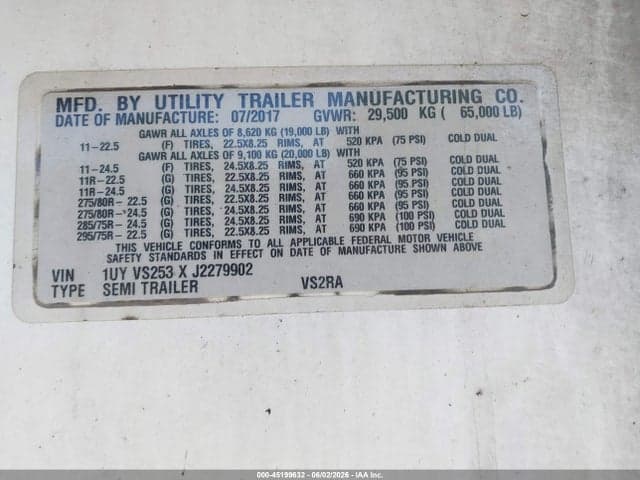 2018 UTILITY TRAILER MFG UNKNOWN 9