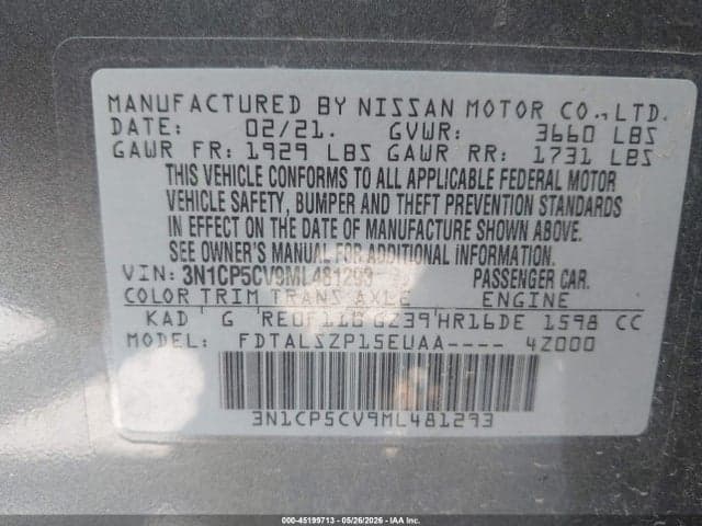 2021 NISSAN KICKS SV XTRONIC CVT 9