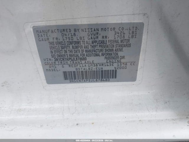 2018 NISSAN VERSA 1.6 SV 9