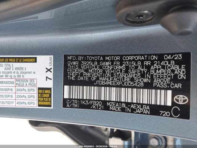 2023 TOYOTA COROLLA LE 9
