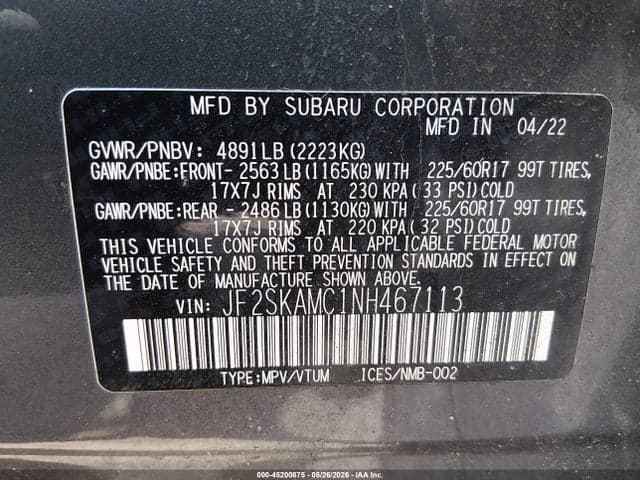 2022 SUBARU FORESTER WILDERNESS 9