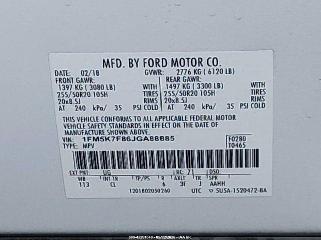 2018 FORD EXPLORER LIMITED 9